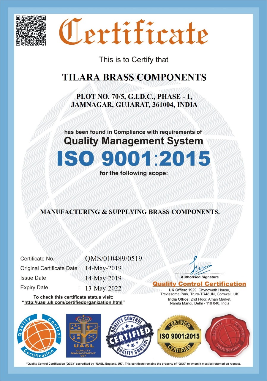 tilara-brass-components-iso-certificate
